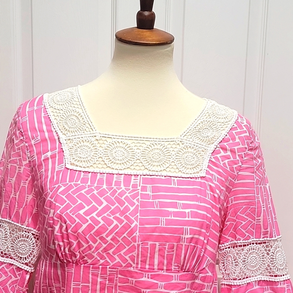 Lilly Pulitzer Chapman Tunic Pink & White Floral Lace Dress Women's Size Small - Picture 2 of 15
